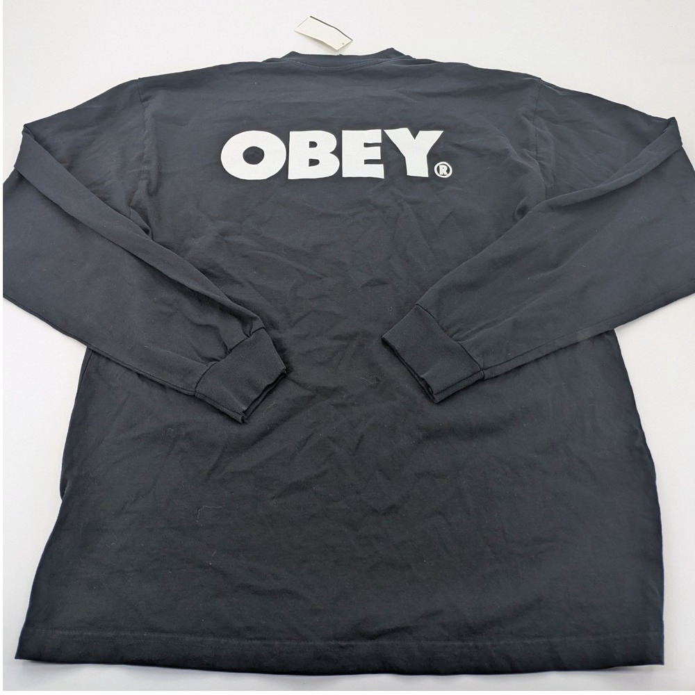 NWT Obey Bold Long Sleeve T-Shirt Black XL Obey Spell Out Crewneck Heavyweight